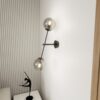 Czarny kinkiet Linear 2 z grafitowymi szklanymi kloszami E14