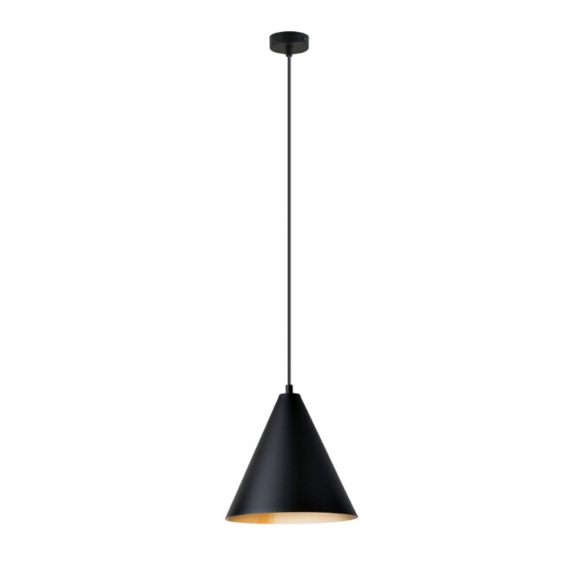 Czarna lampa wisząca Rebel z matowym kloszem i złotym wnętrzem
