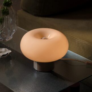 Lampka stołowa Malti z beżowym szklanym kloszem 2xE27 10W