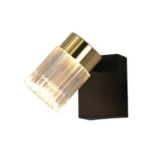 Kinkiet Erovia LED 6W czarno‑złoty z akrylowym kloszem i regulacją barwy światła