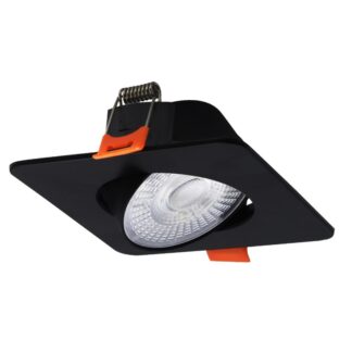 Kwadratowe czarne oczko sufitowe LED Plus – ruchome, regulacja mocy i barwy światła