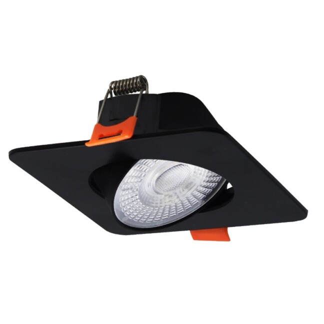 Kwadratowe czarne oczko sufitowe LED Plus – ruchome, regulacja mocy i barwy światła