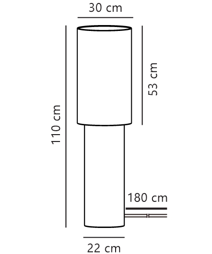 Lampa podłogowa Izara 110 cm len -rysunek techniczny