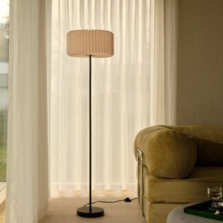 Lampa podłogowa Vivienne beżowa z plisowanym abażurem w stylu boho