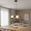 Lampa wisząca Model 4 beżowa z czarną belką, 4xG9 nad stół