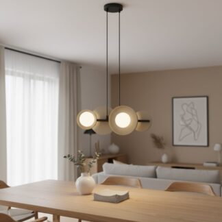 Lampa wisząca Model 4 beżowa z czarną belką, 4xG9 nad stół