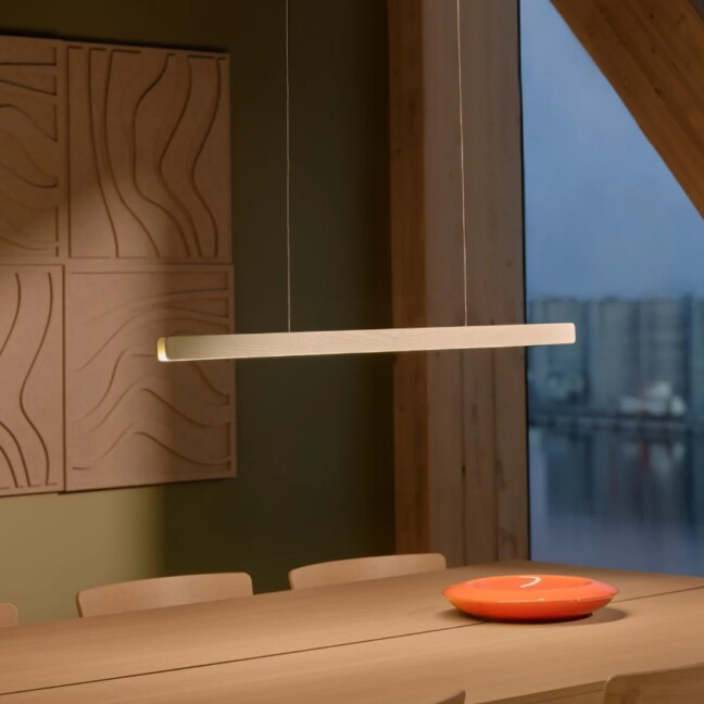Drewniana lampa wisząca Ilgas LED 115 cm biała 47W 3000K