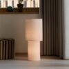 Lniana lampa podłogowa Izara 60 beżowa z dwoma żarówkami