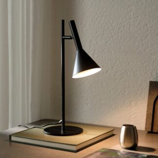 Czarna lampka biurkowa Kelvis z regulowanym kloszem GU10