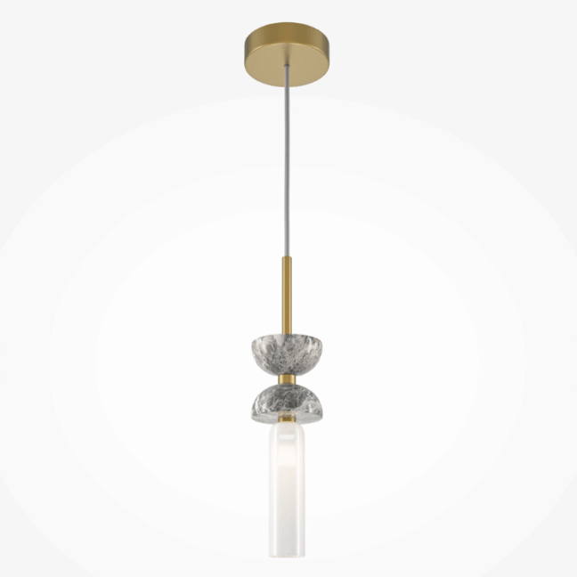 Lampa wisząca Kyoto z szarego marmuru i złotymi detalami