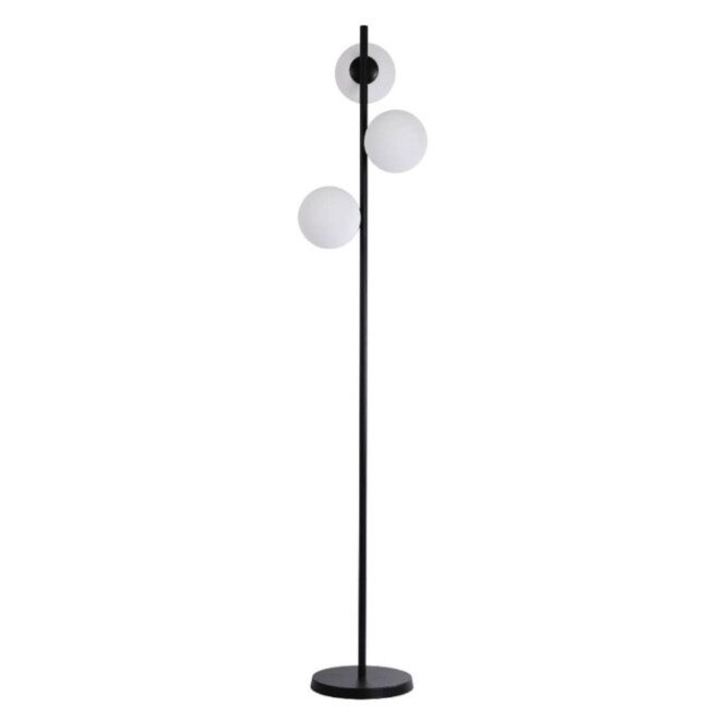 Lampa podłogowa Dorado czarna z trzema białymi kulami G9