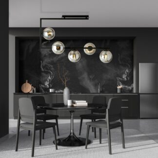 Czarna lampa sufitowa Soma 5 z pięcioma grafitowymi kloszami