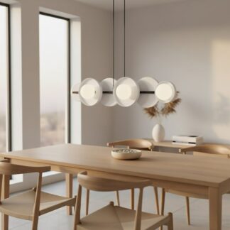 Żyrandol wiszący Model 6 biały z 6 kulistymi kloszami G9