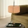 Lampa wisząca Vivienne 40 beżowa – plisowany abażur tkaninowy w stylu boho E27