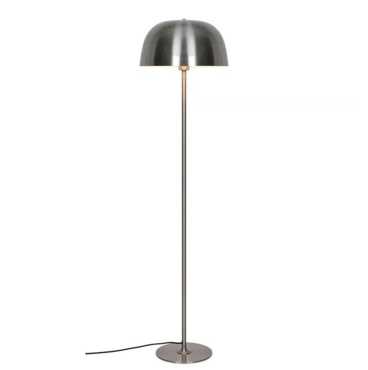 Lampa podłogowa Cera srebrna z metalowym kloszem E27 60W