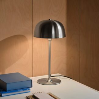 Lampka stołowa Cera w kolorze srebrnym z metalowym kloszem grzybkiem