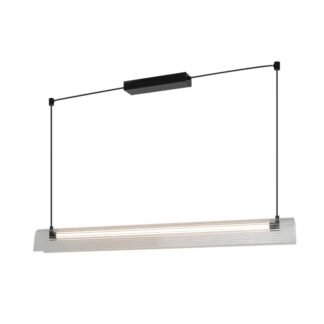 Lampa wisząca LED Aliani 100 cm czarna z transparentnym ryflowanym kloszem
