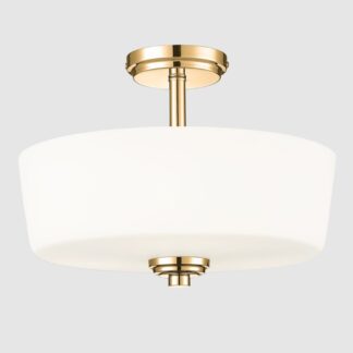 Plafon sufitowy Aspen złoty z mlecznym szklanym kloszem 3xE27