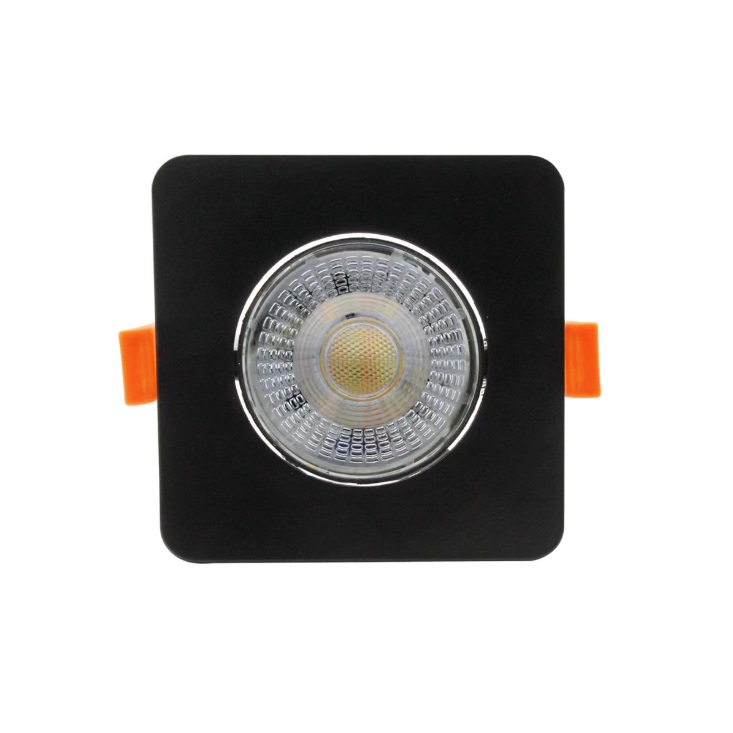 Kwadratowe czarne oczko sufitowe LED Plus – ruchome, regulacja mocy i barwy światła