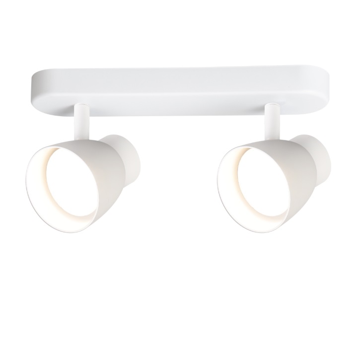 Lampa sufitowa Dravo 2 biała z dwoma reflektorami GU10 na szynie