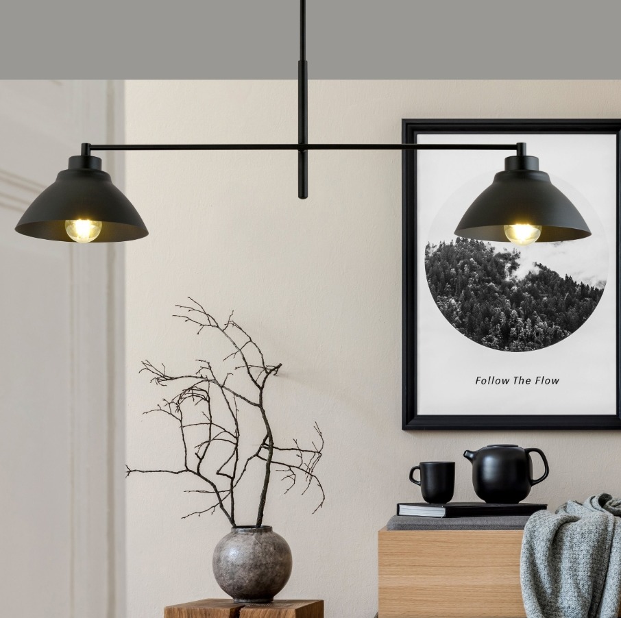 Lampa sufitowa loft Maverick 2 czarna z dwoma metalowymi kloszami