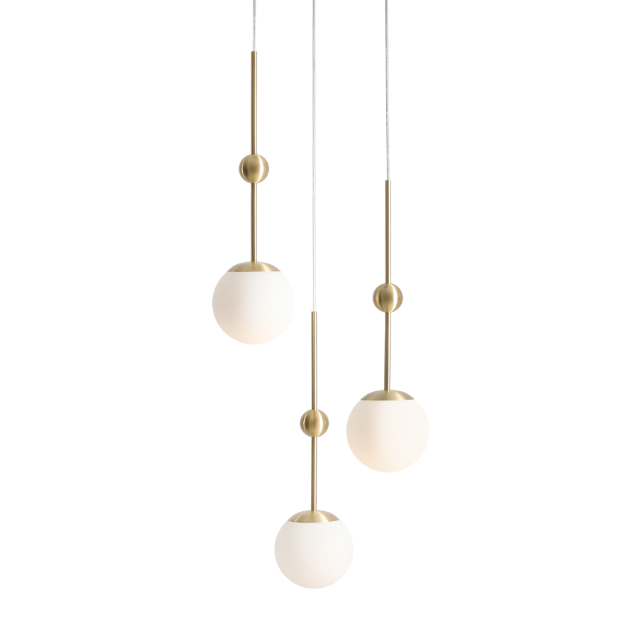 Lampa wisząca Mae 3 mosiądz z trzema kloszami - Artera & Ardant