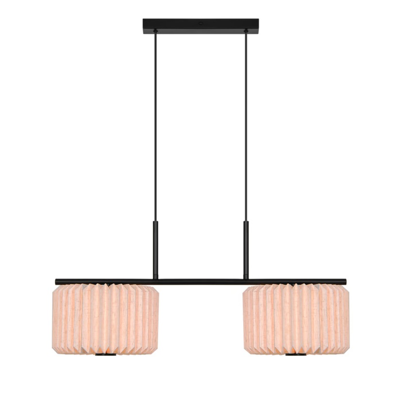 Beżowa lampa wisząca Vivienne z podwójnym materiałowym abażurem boho