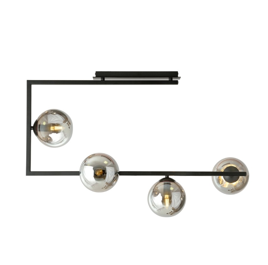 Czarna lampa sufitowa Soma 4 z grafitowymi kloszami kulistymi E14