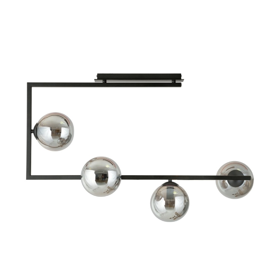 Czarna lampa sufitowa Soma 4 z grafitowymi kloszami kulistymi E14