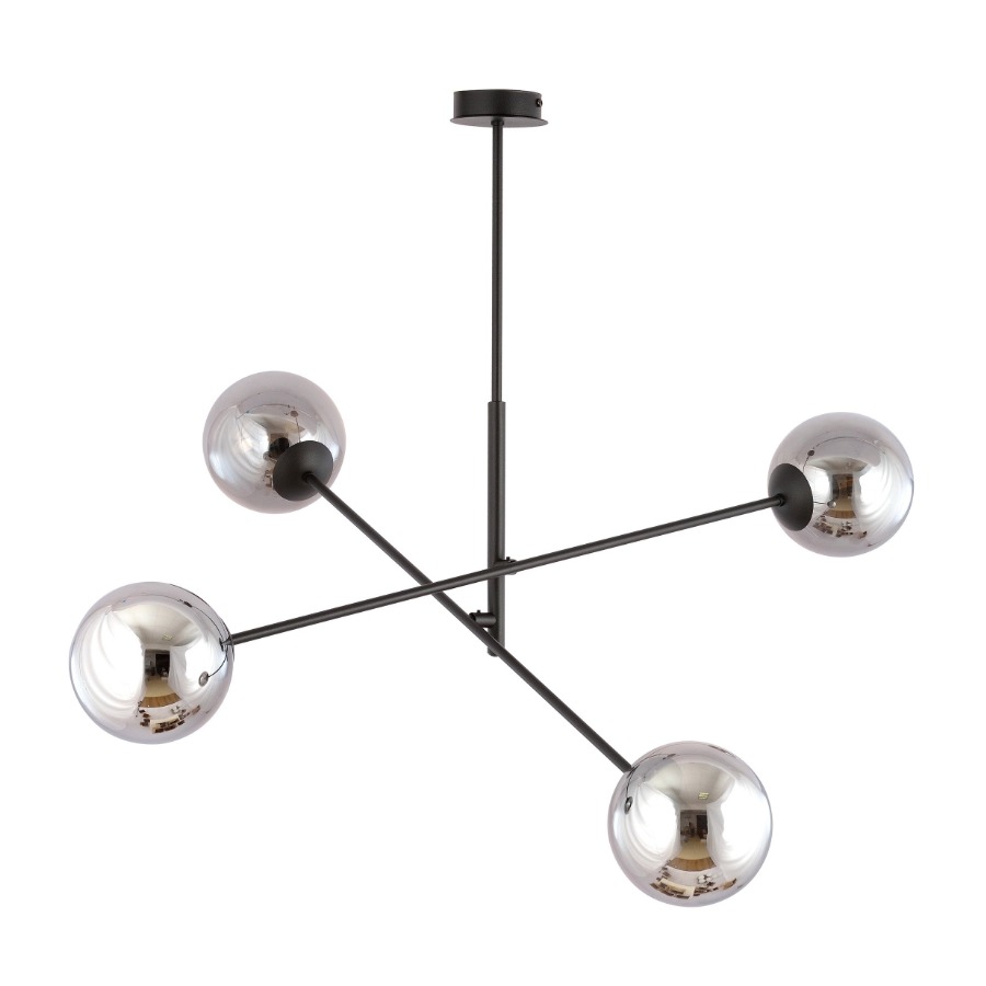 Lampa sufitowa Linear 4 czarna z grafitowymi kloszami E27 – styl loftowy