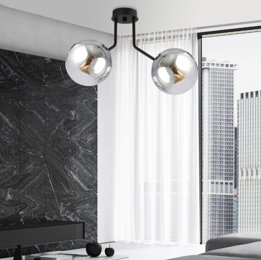 Lampa sufitowa Nova 2 Emibig z grafitowymi kloszami 2-punktowa