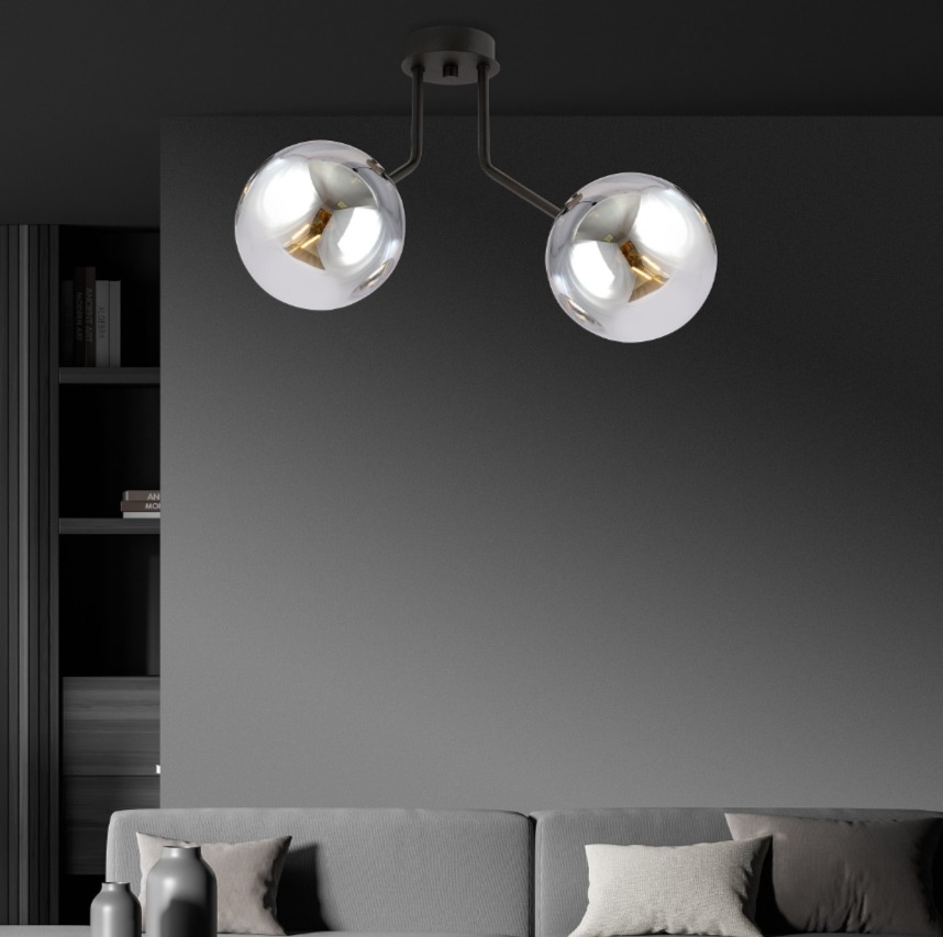 Lampa sufitowa Nova 2 Emibig z grafitowymi kloszami 2-punktowa