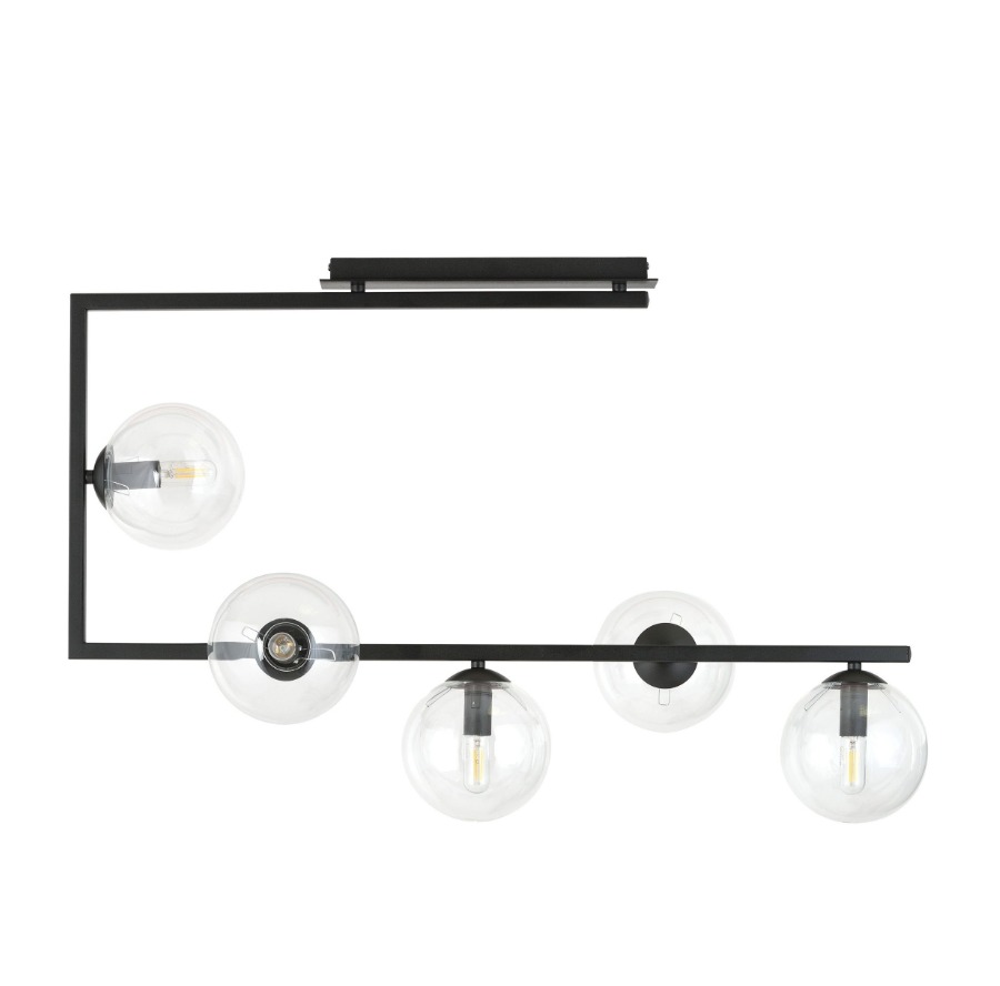 Lampa sufitowa Soma 5 czarna z pięcioma szklanymi kloszami E14