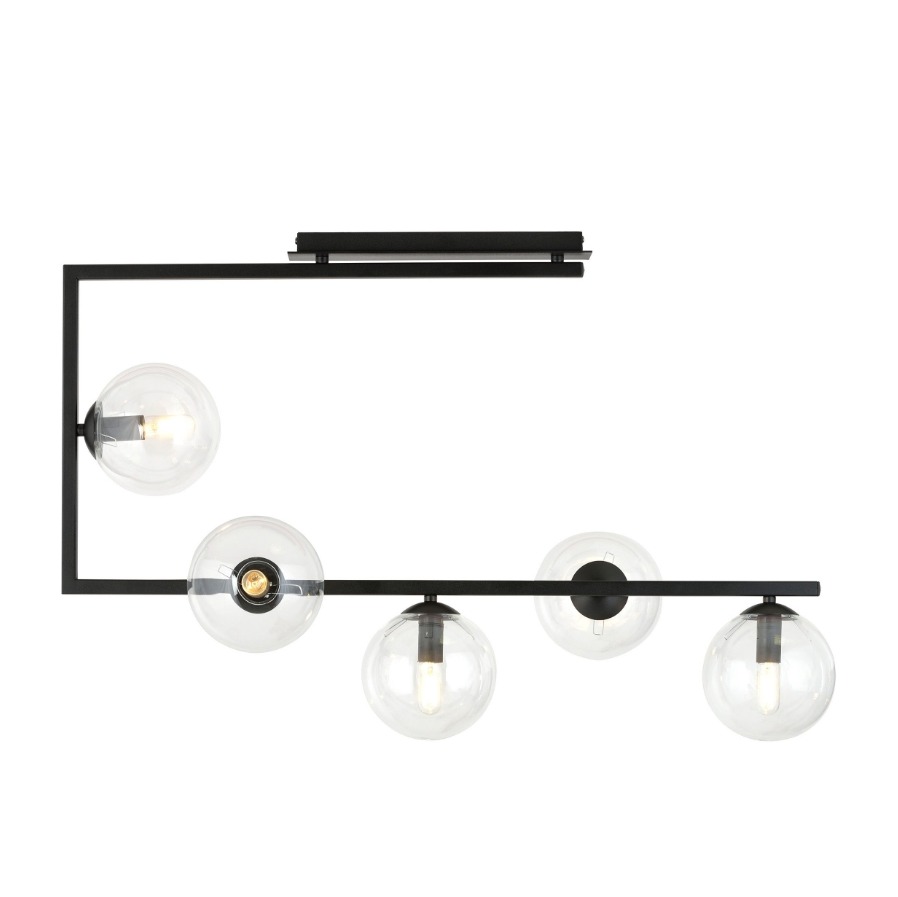 Lampa sufitowa Soma 5 czarna z pięcioma szklanymi kloszami E14