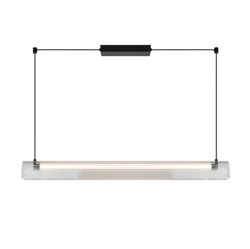 Lampa wisząca LED Aliani 100 cm czarna z transparentnym ryflowanym kloszem