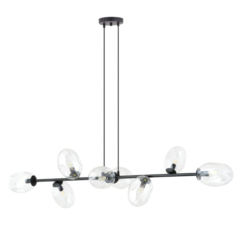 Lampa wisząca Pandora 8 czarna z transparentnymi kloszami szklanymi nad stół