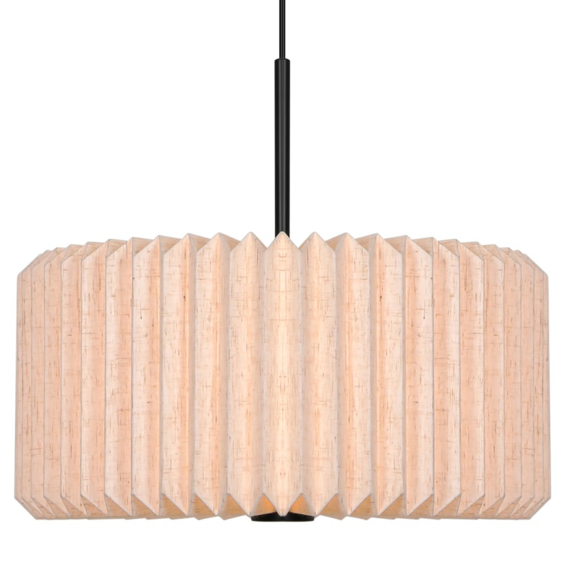 Lampa wisząca Vivienne 40 beżowa – plisowany abażur tkaninowy w stylu boho E27
