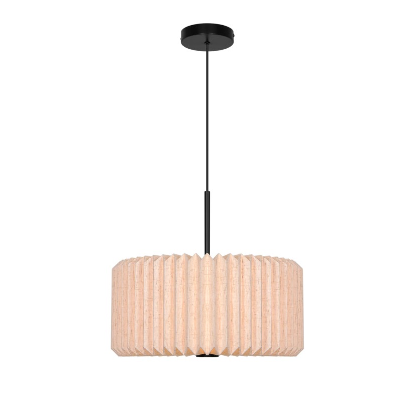 Lampa wisząca Vivienne 40 beżowa – plisowany abażur tkaninowy w stylu boho E27