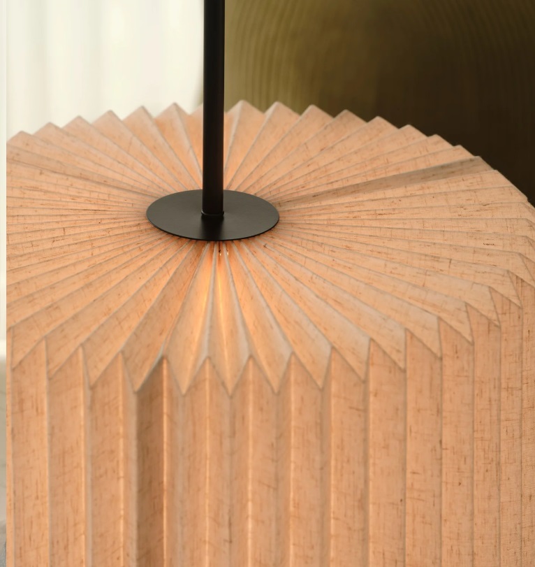 Lampa wisząca Vivienne 40 beżowa – plisowany abażur tkaninowy w stylu boho E27