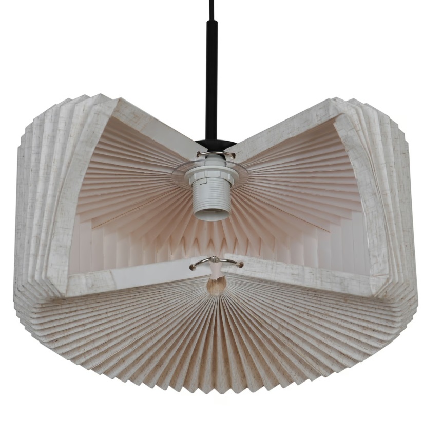 Lampa wisząca Vivienne 40 beżowa – plisowany abażur tkaninowy w stylu boho E27