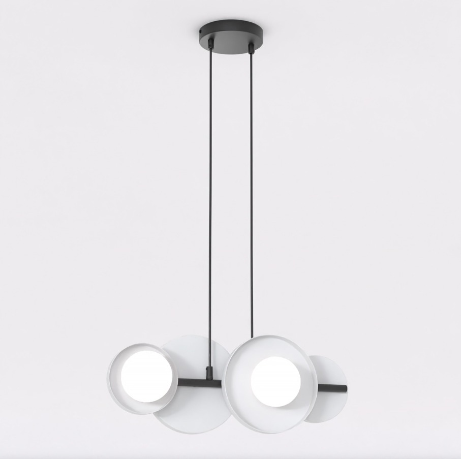 Nowoczesna lampa wisząca Model 4 z szarymi kloszami na czarnej belce