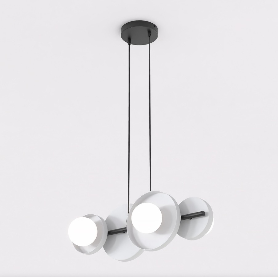 Nowoczesna lampa wisząca Model 4 z szarymi kloszami na czarnej belce