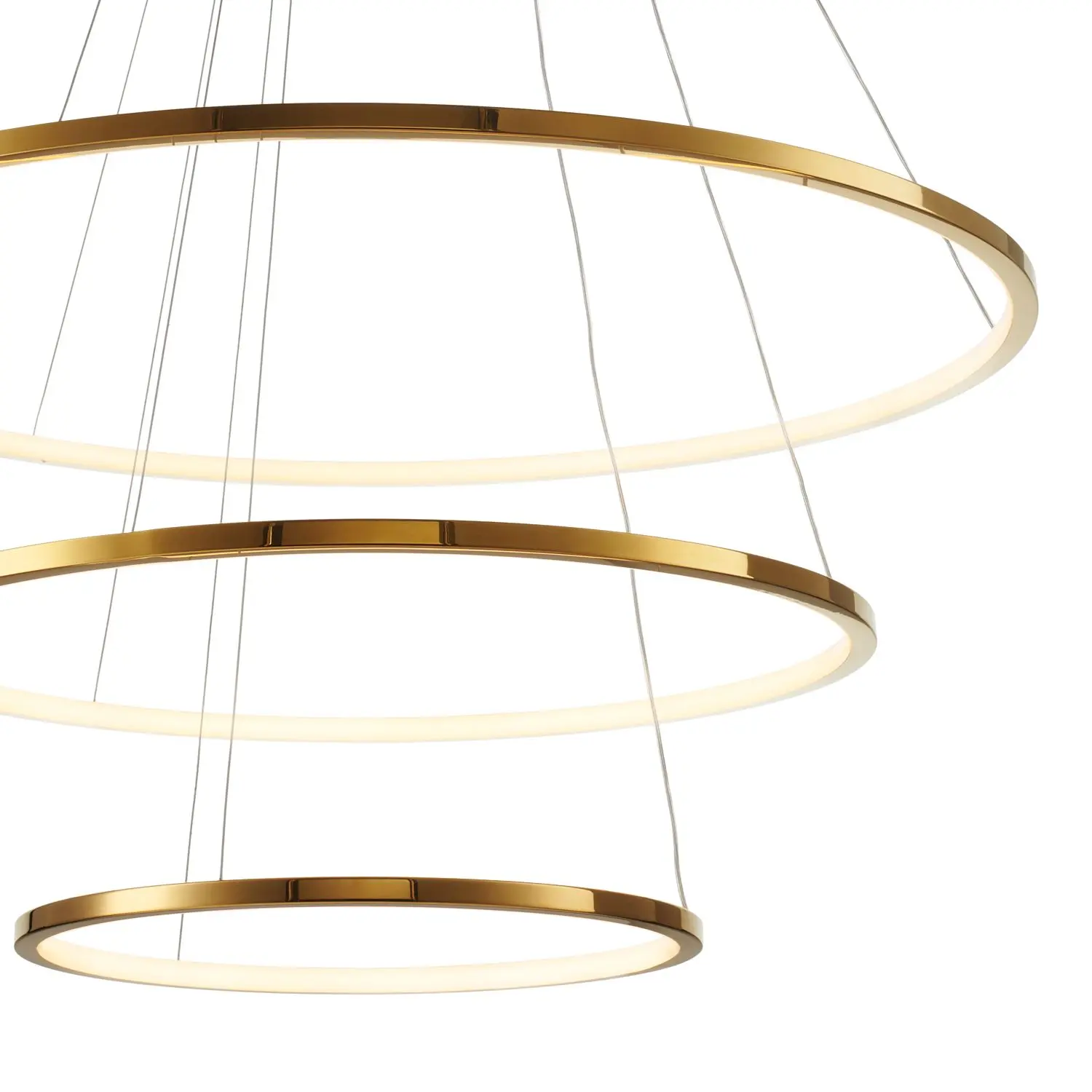 Złota lampa ring LED potrójna kaskadowa - Circle Slim 40+60+80