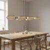Długa lampa nad stół z 6 abażurami w stylu rattan - Emibig Drumz 6