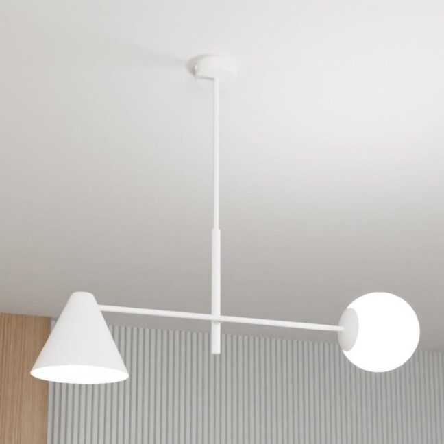 Biała lampa sufitowa Hermes 2 z regulowanymi kloszami E14 2x10W