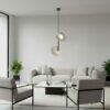 Designerska beżowa lampa wisząca z dwoma kloszami - Emibig Vanila