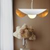 Designerska lampa nad stół biała ze złotym wnętrzem - Enzo 40