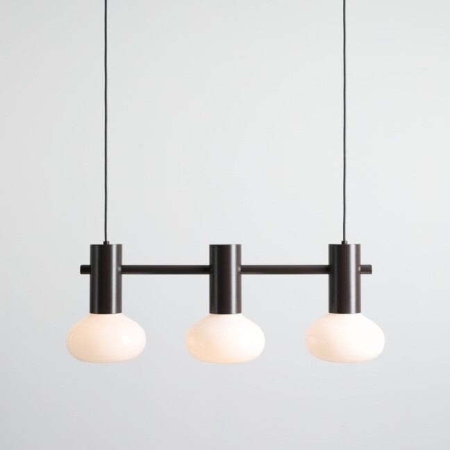Lampa wisząca nad wyspę Flo 3 Mokka – brązowa, 3 owalne opalowe klosze