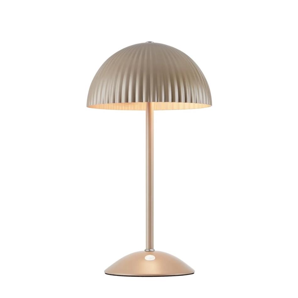 Metalowa lampka nocna Zin brązowa z kopułowym kloszem