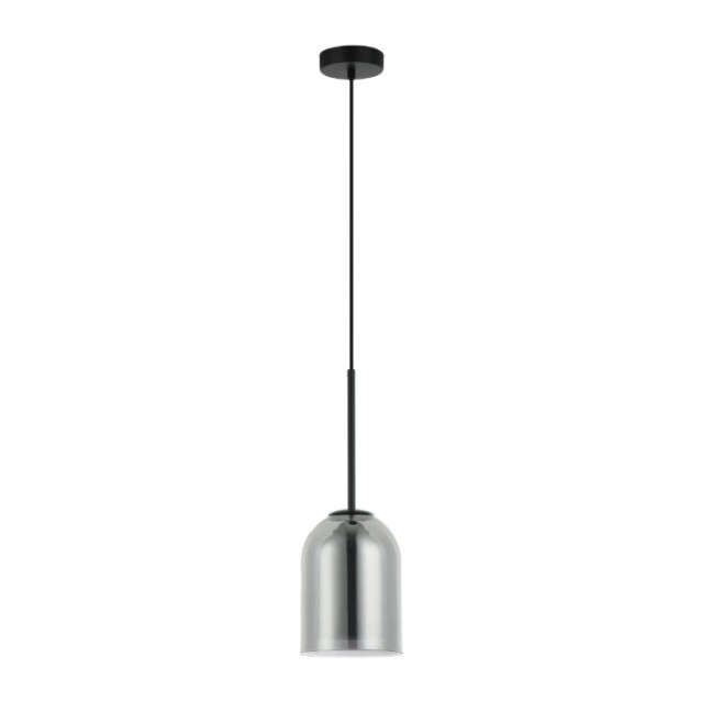 Lampa wisząca Elaris z dymionym szklanym kloszem - czarna